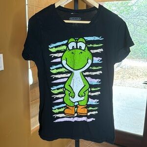Nintendo Super Mario World Yoshi Front Back 2008 RARE Black Tee Size XL